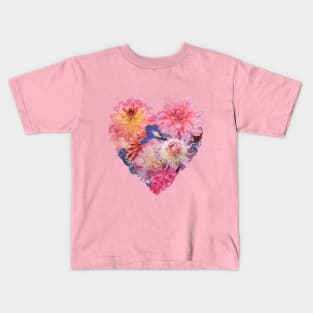 Love in Bloom - Flower Hearts Kids T-Shirt